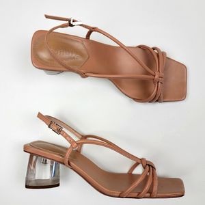 SCHUTZ Betine Strappy Square Toe Chunky Heels 7.5